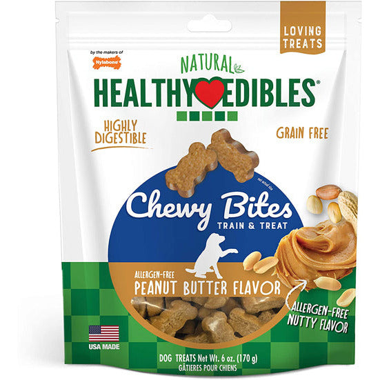 Nylabone Healthy Edibles Chewy Bites Dog Training Treats Peanut Butter; 1ea-6 oz