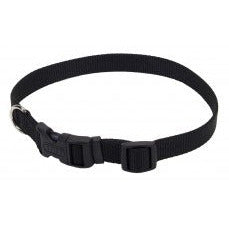 Coastal Adjustable Nylon Dog Collar with Plastic Buckle Black 5-8 in x 10-14 in